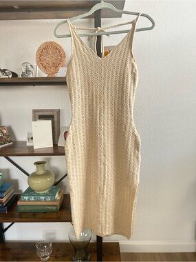 Le Lis Cream Knit Spaghetti-Strap Dress
